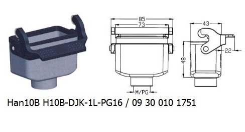 Han 10B H10B-DJK-1L-PG16 09 30 010 1751 Cable to cable coupler 1lever OUKERUI Harting ILME Heavy duty connector.jpg